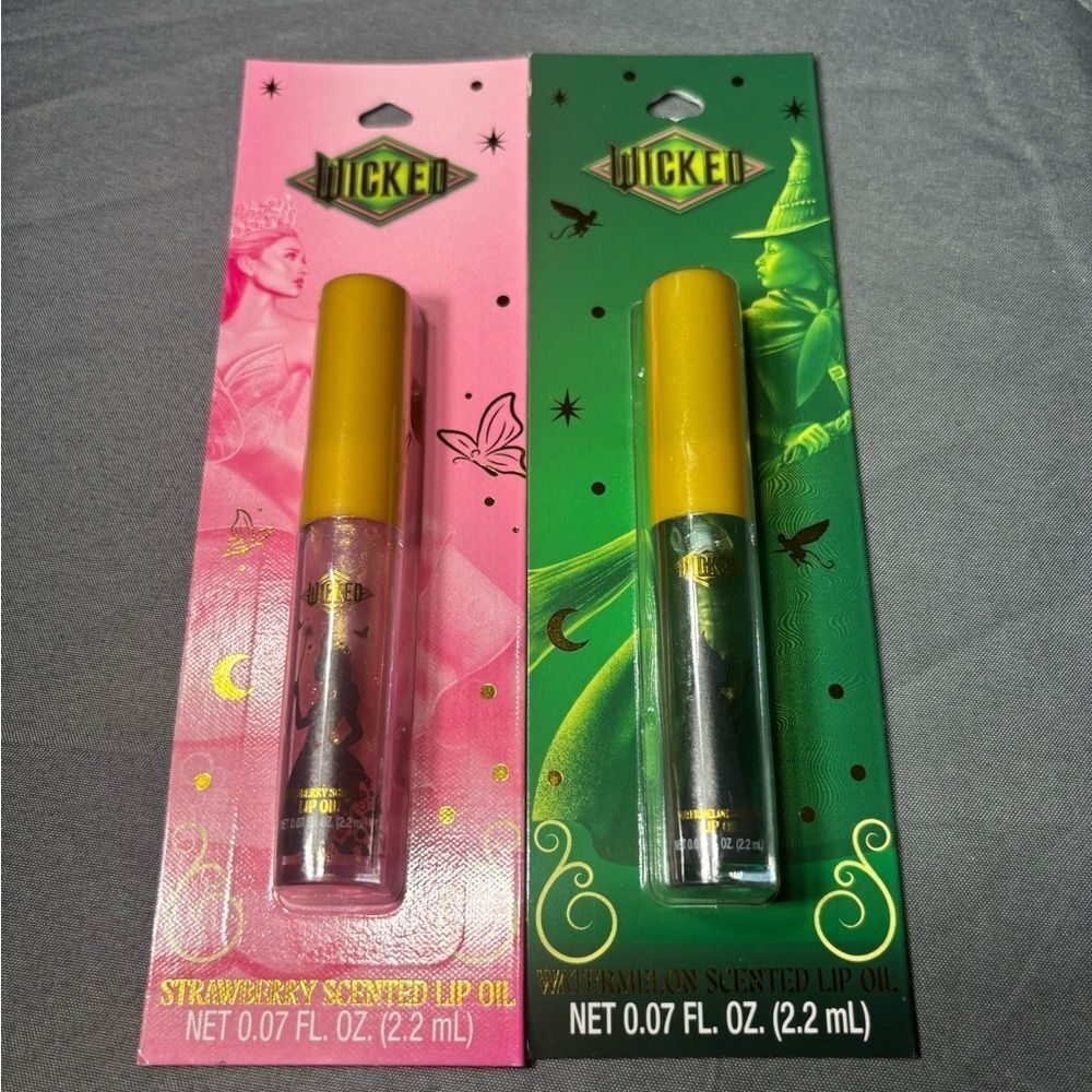 2 Disney Wicked Strawberry Scented Lip Oil Duo - Pink & Green